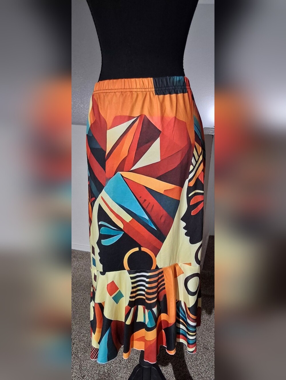 Vibrant Abstract Print Maxi Skirt - Multicolor